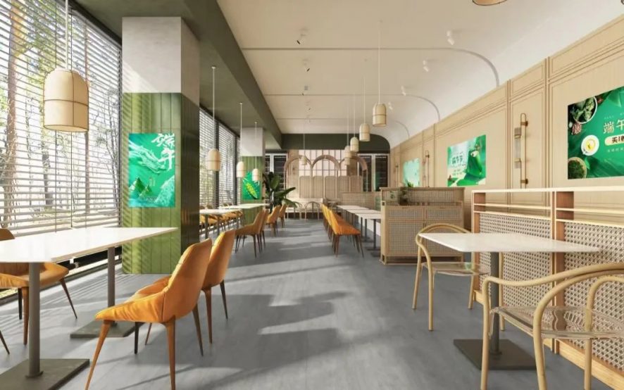 餐饮店石晶地板墙板应用案例