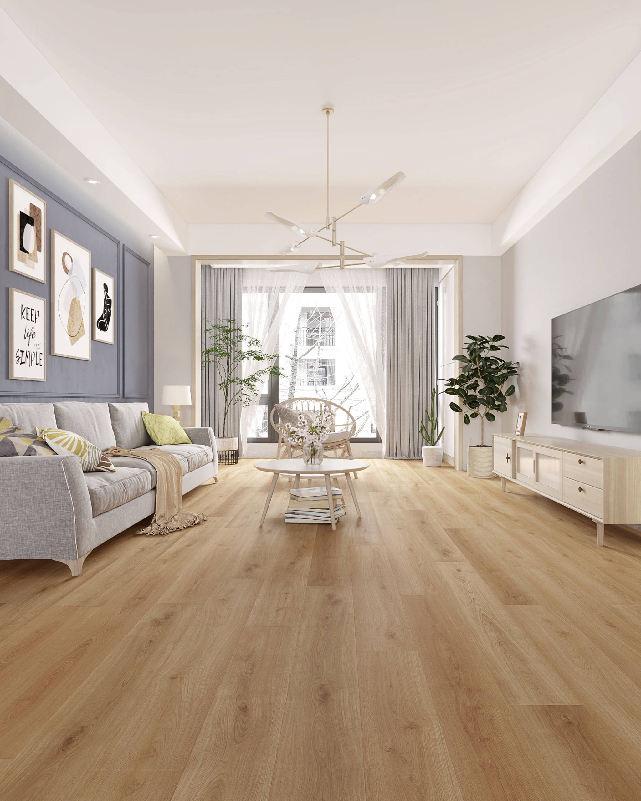 小蓝鲸源木WD901石晶地板装修效果图