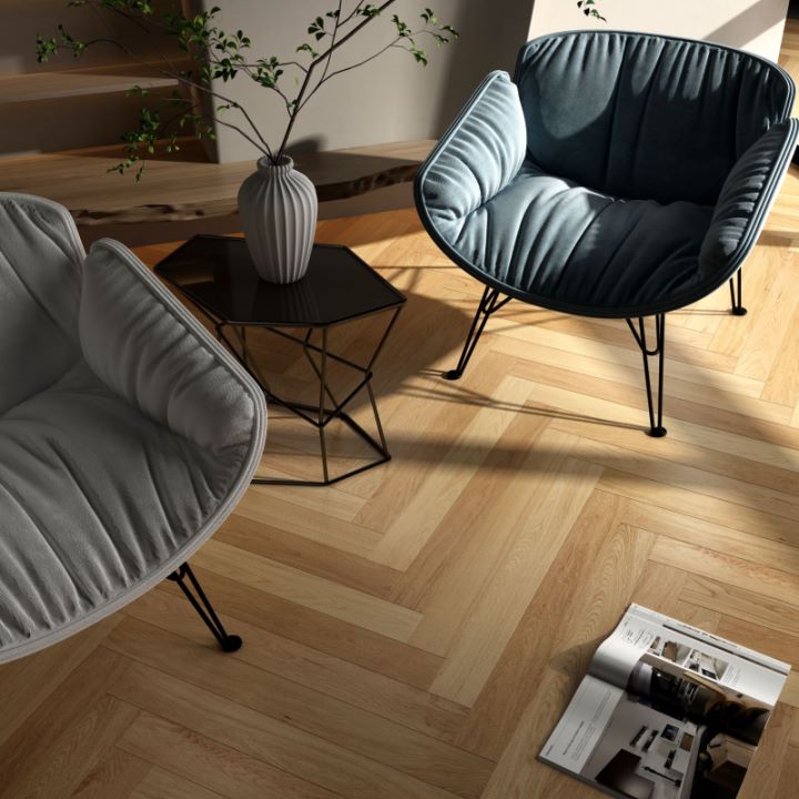 VN1111臻木人字拼石晶地板装修效果图