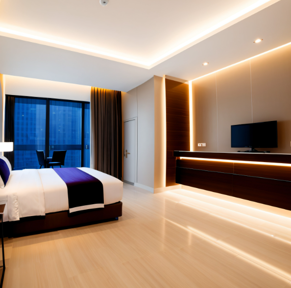 宾馆房间地板spc石晶地板铺装效果图