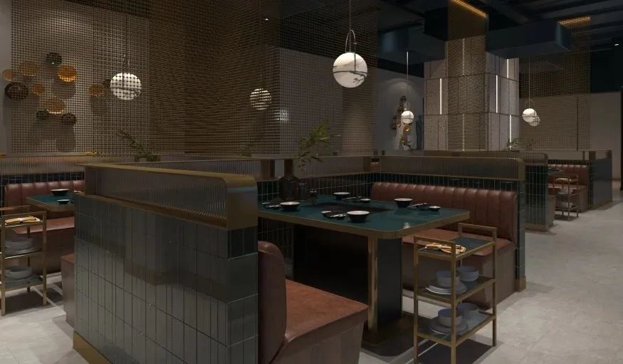 小蓝鲸石晶地板、石晶墙板火锅店案例